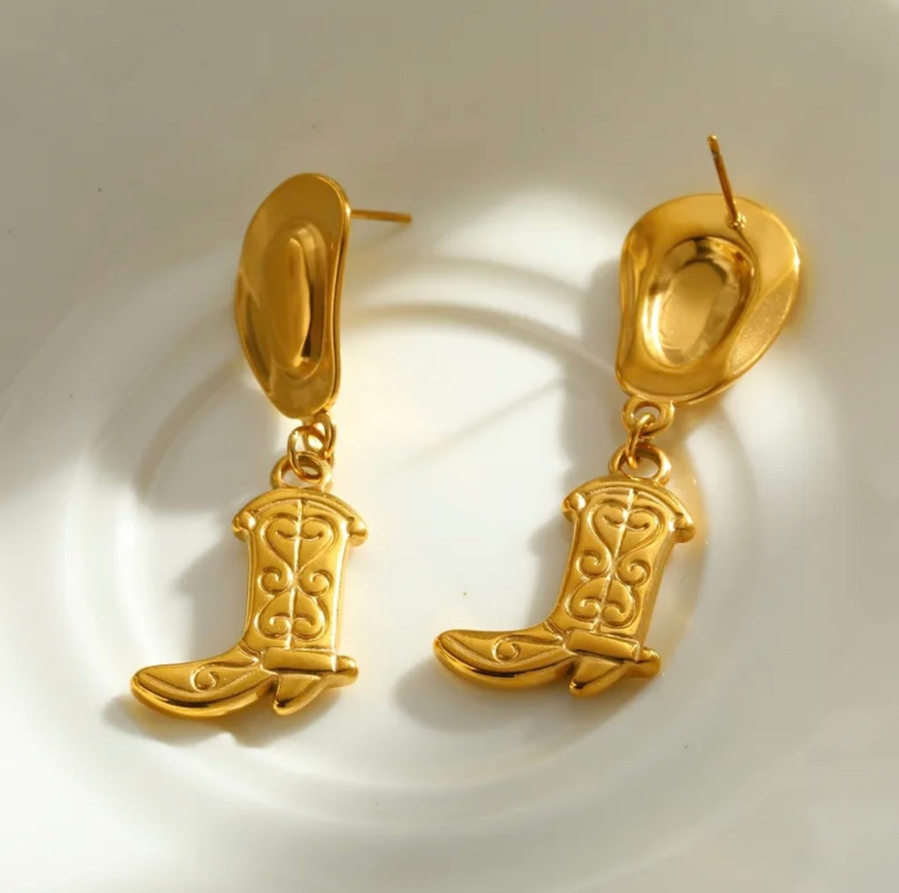 Earrings boots gold Stainless Steel